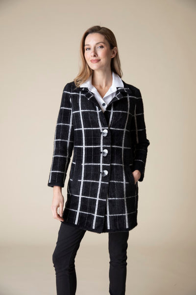 Habitat's Windowpane Jacquard Car Coat in Black