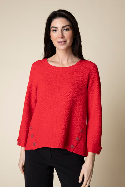 Habitat's Crinkle Crepe Side Button Pullover in Apple