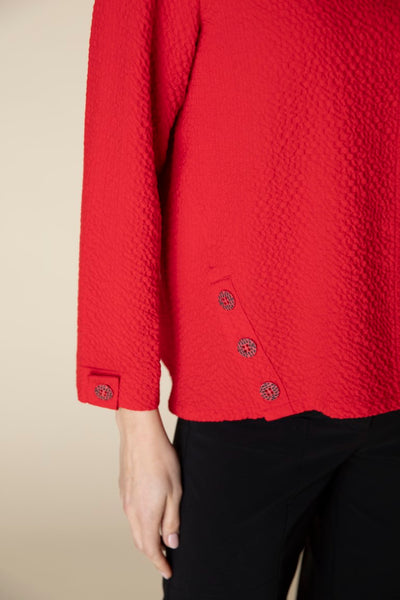 Habitat's Crinkle Crepe Side Button Pullover in Apple