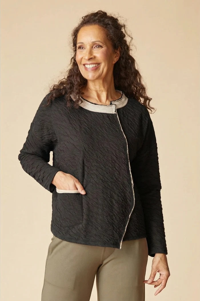 Habitat's  Crinkled Double Face Metro Pullover in Black