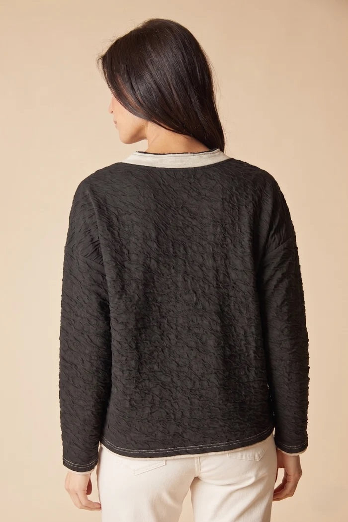 Habitat's  Crinkled Double Face Metro Pullover in Black