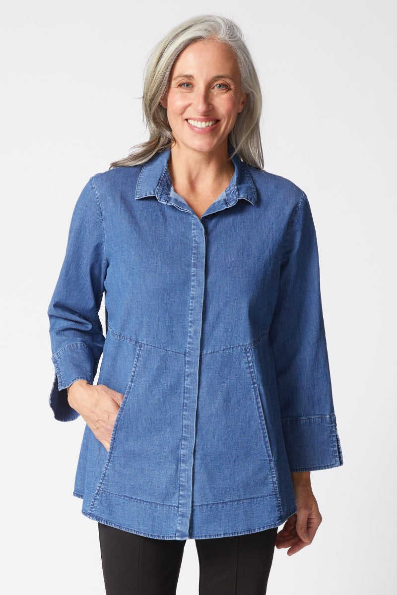 Denim Hidden Placket Shirt