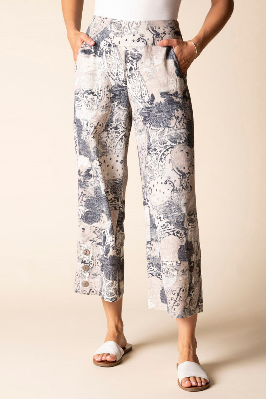 Habitat's Destination Unknown Button Hem Crop Pants in Willow