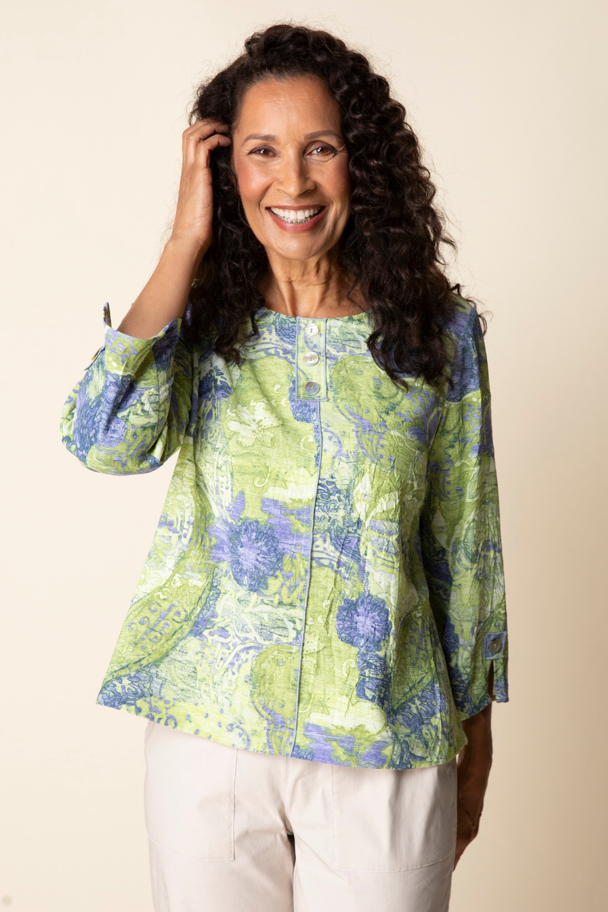 Habitat's Destination Unknown Pleat Back Pullover in Aloe