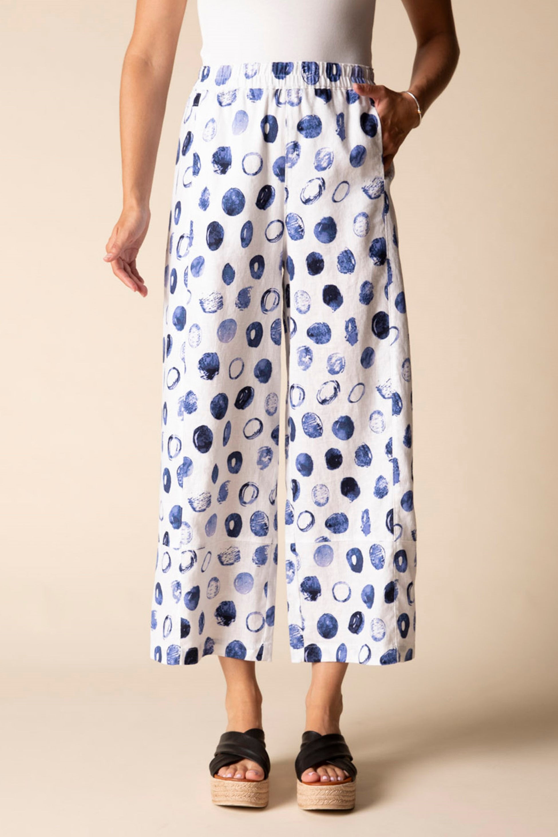 Habitat's Contrast Seams Dot Crop Pant in White