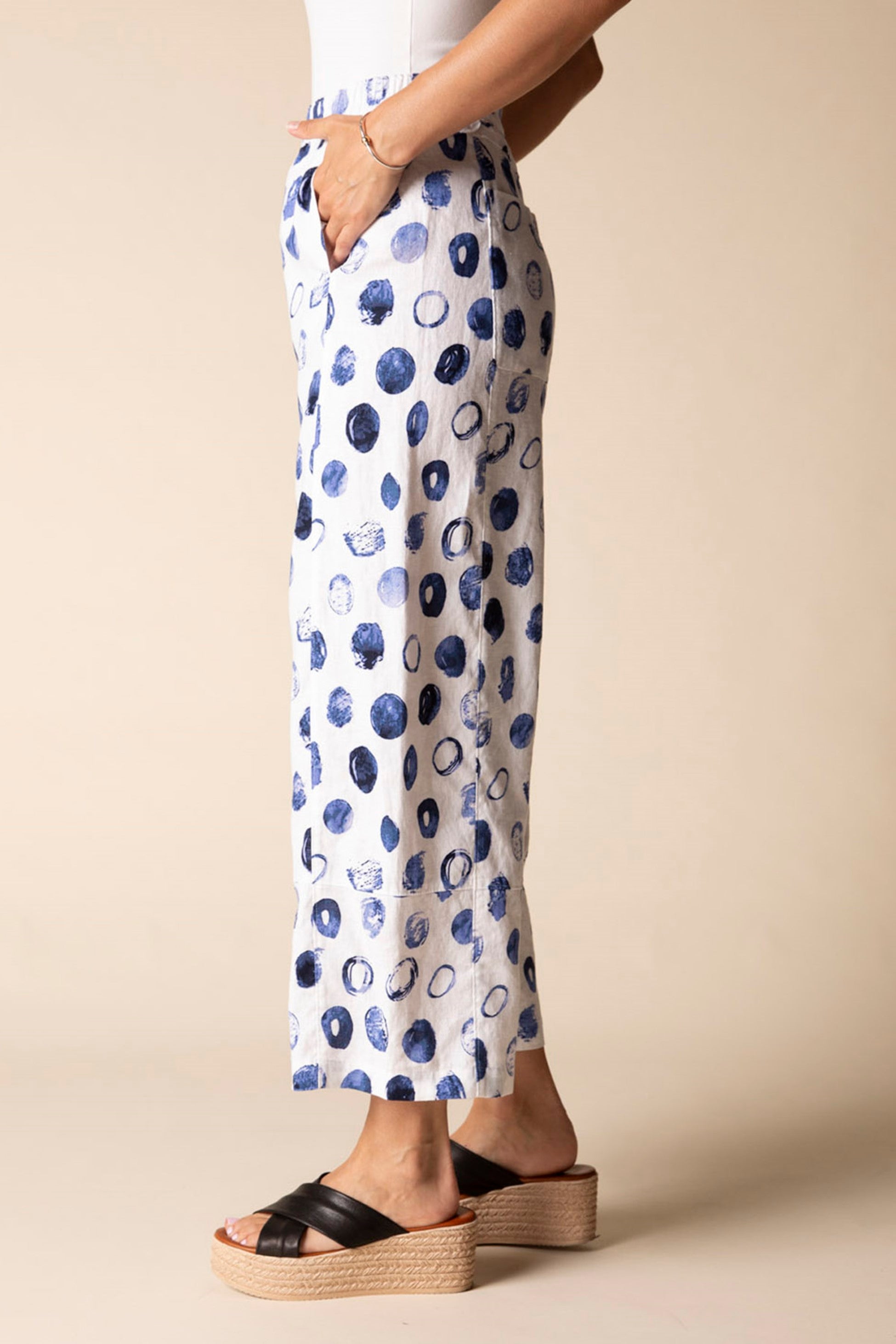 Habitat's Contrast Seams Dot Crop Pant in White