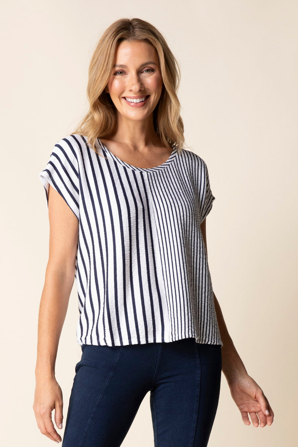 Habitat Earn Your Stripes Fine Line Tee in Navy