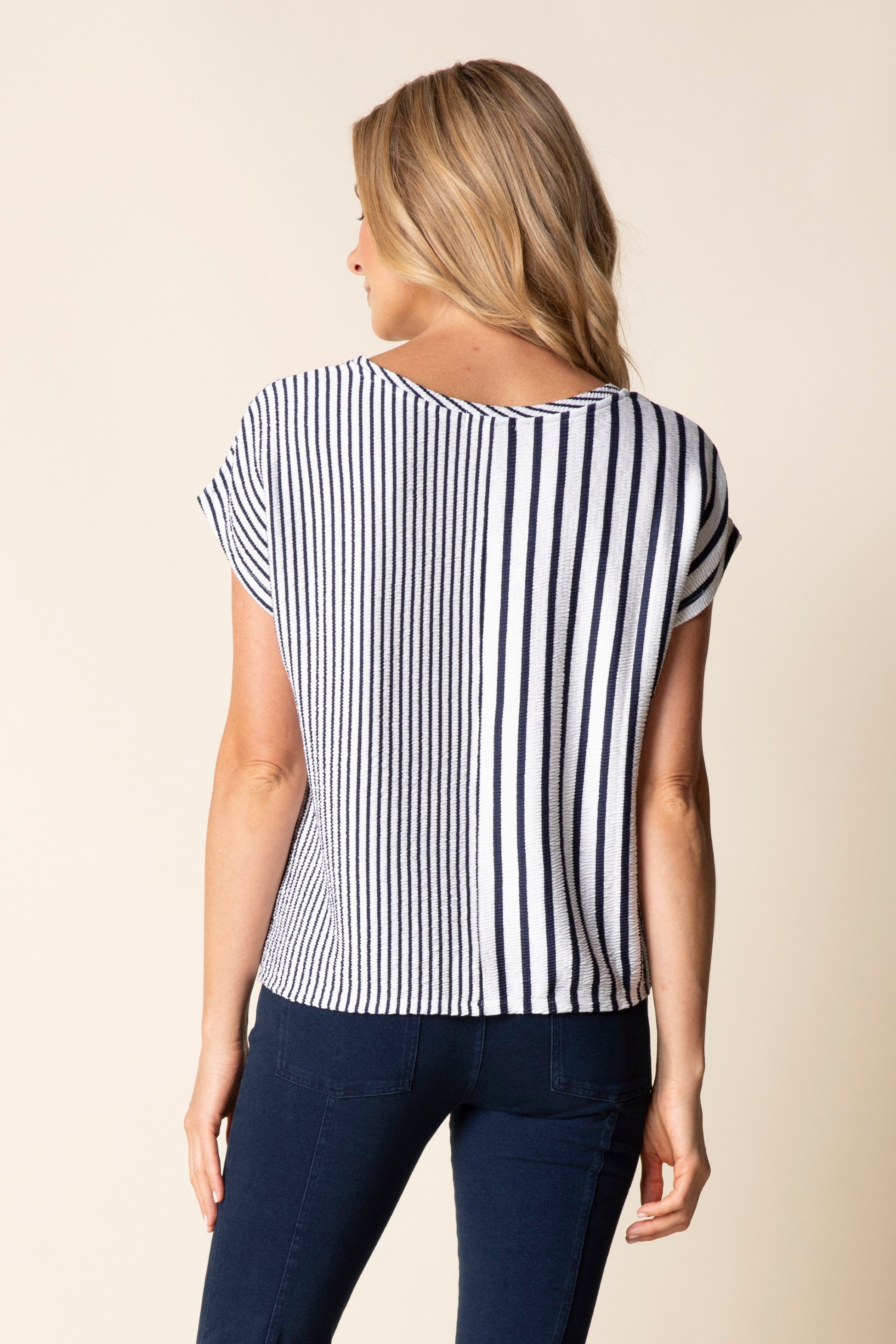 Habitat Earn Your Stripes Fine Line Tee in Navy