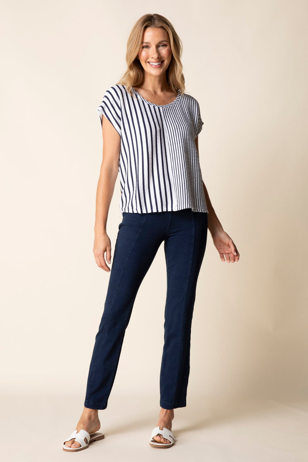 Habitat Earn Your Stripes Fine Line Tee in Navy