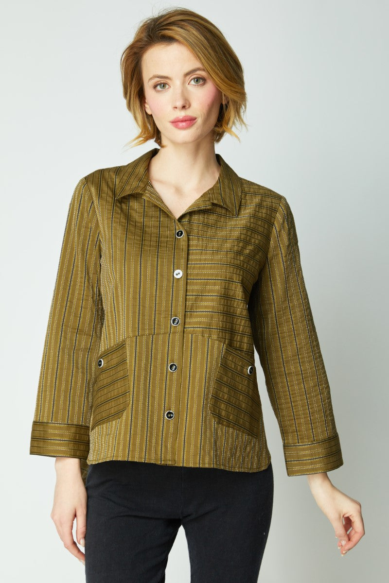 Habitat's Eastside Stripe Top in Lichen