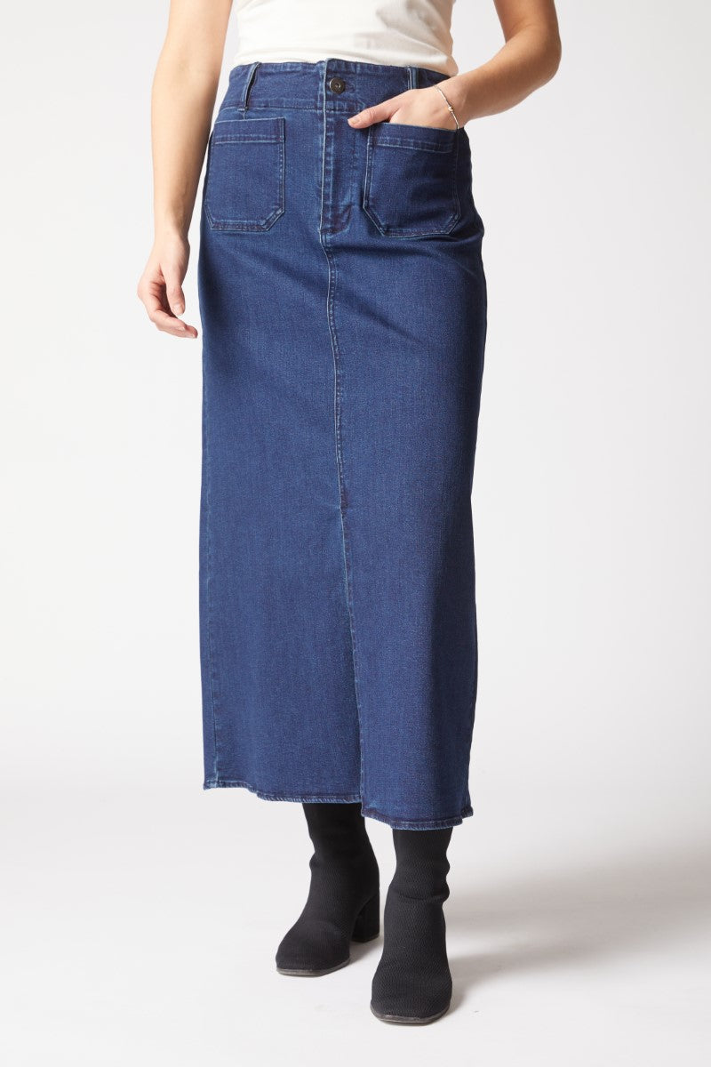 Habitat's Easy Straight Skirt in Dark Denim