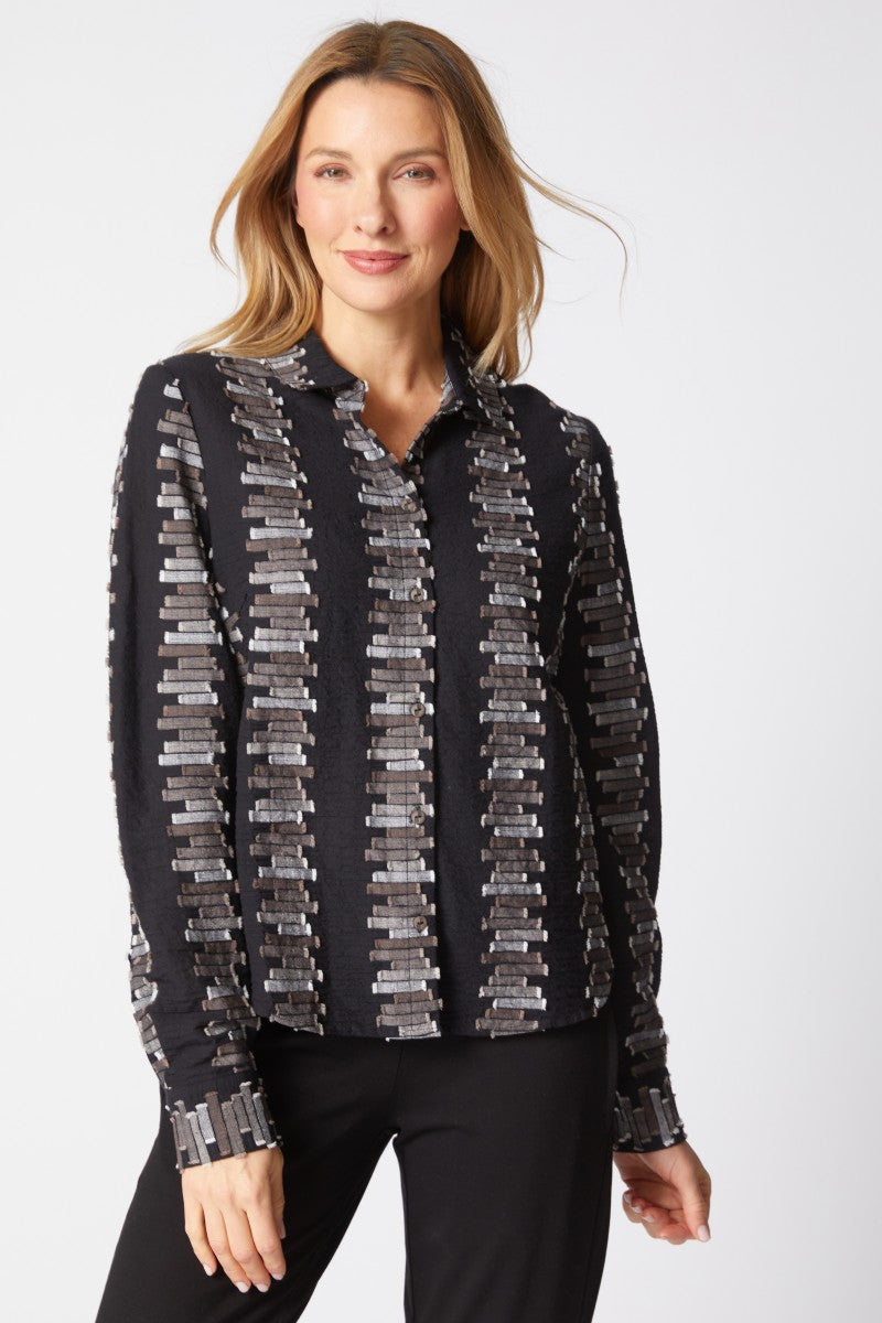 Habitat's Embroidered Shaped Hem Shirt in Black