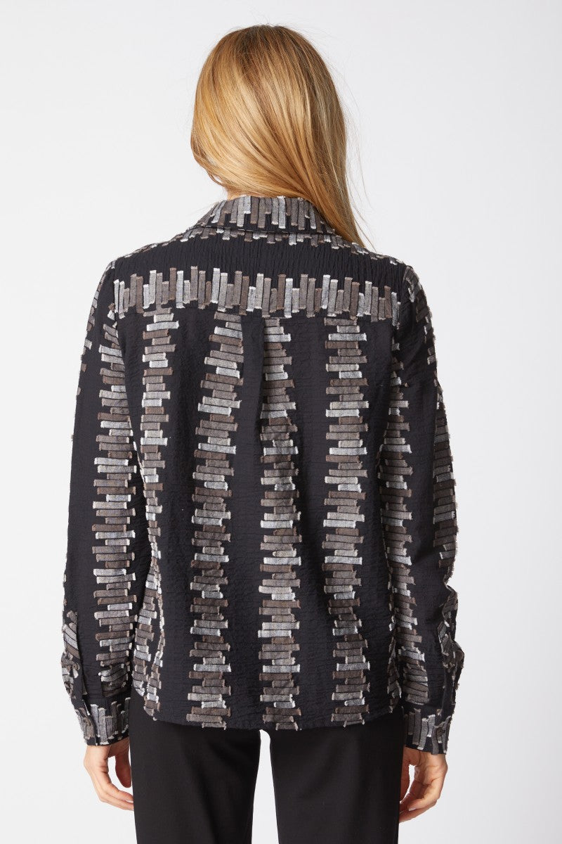 Habitat's Embroidered Shaped Hem Shirt in Black