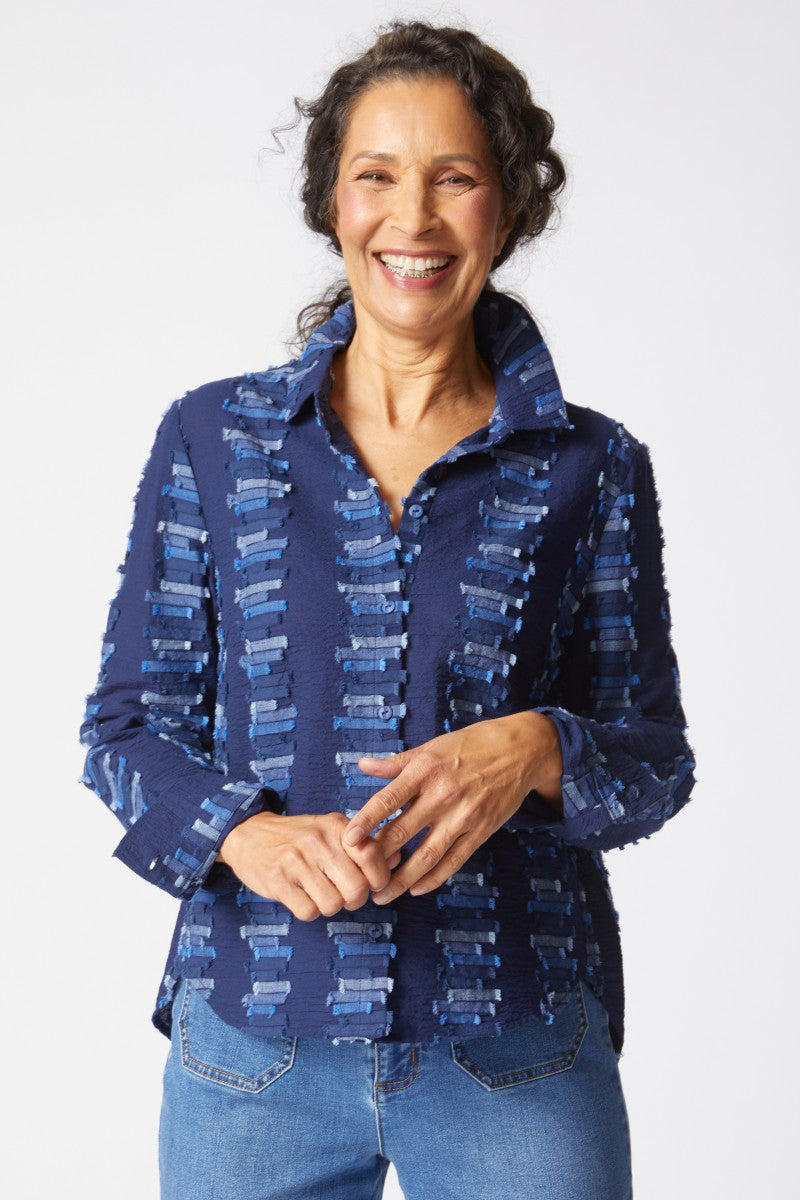 Habitat Embroidered Shaped Hem Shirt Navy