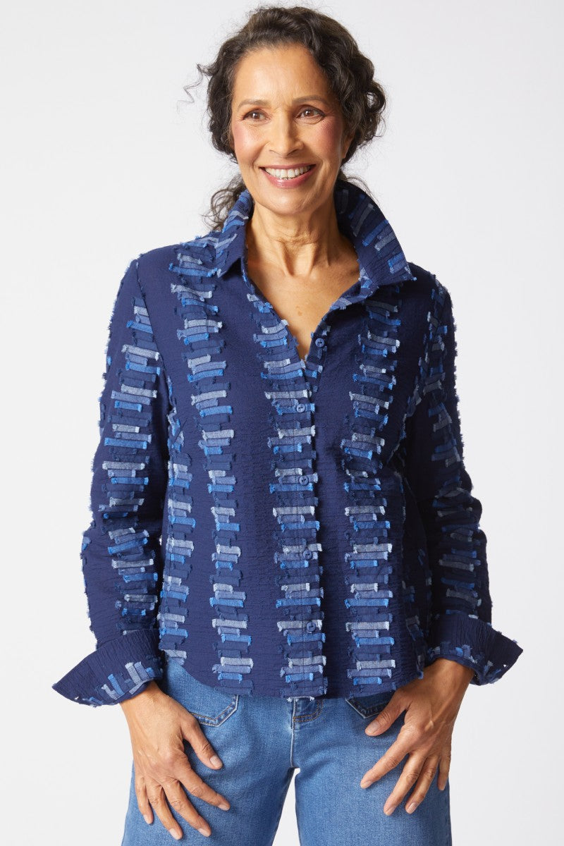 Habitat Embroidered Shaped Hem Shirt Navy