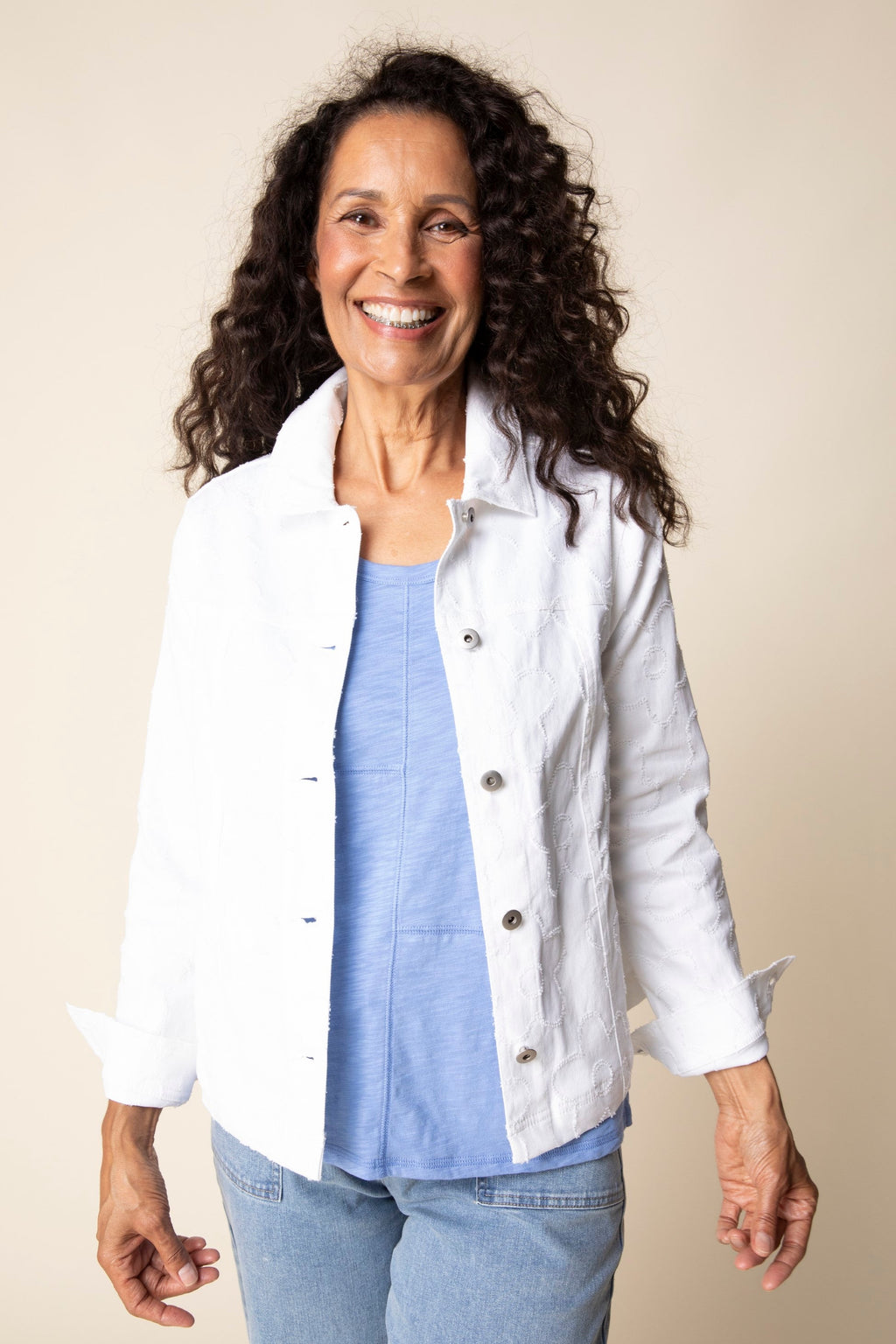 Habitat's Etched Floral Jean Jacket in White