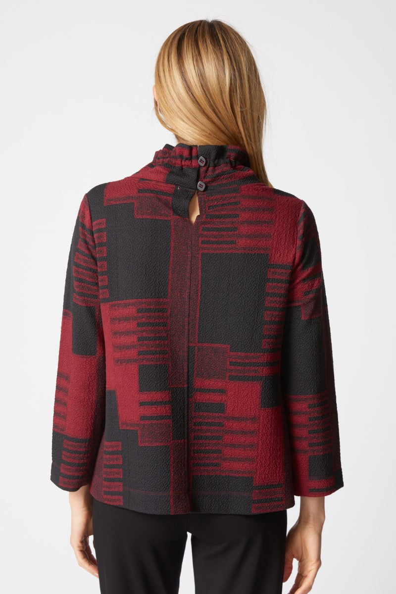 Habitat Fair & Square Ruched Collar Top in Wine