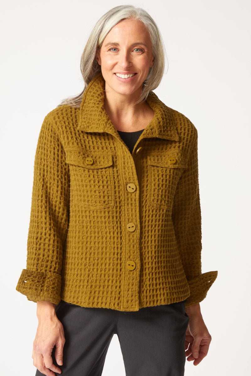 Habitat's Honeycomb Shacket in Avocado