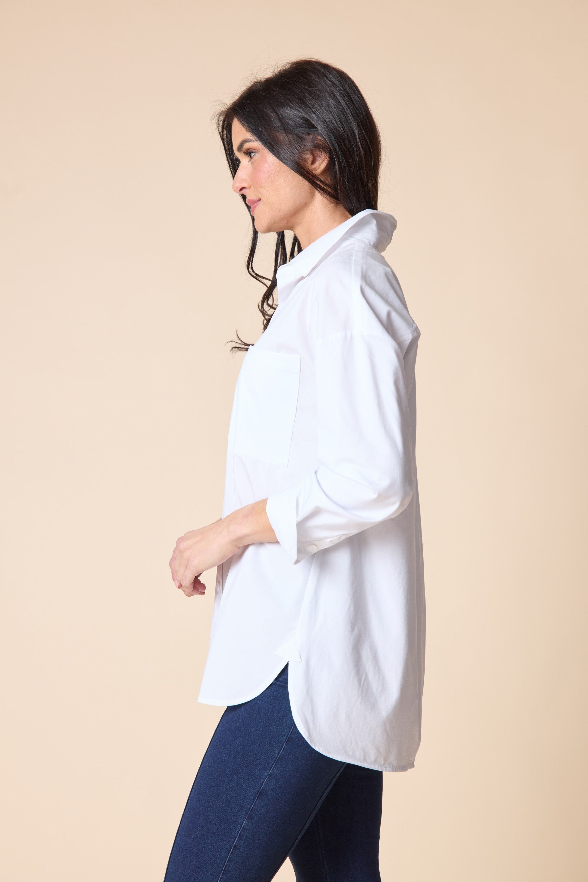 The Knit Mix Boyfriend Shirt in White