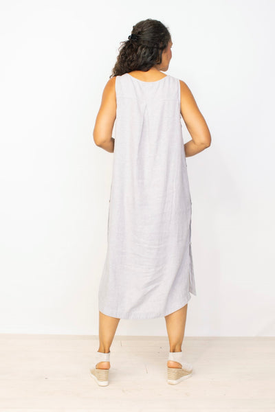 Habitat's Linen Side Button Dress in Gull