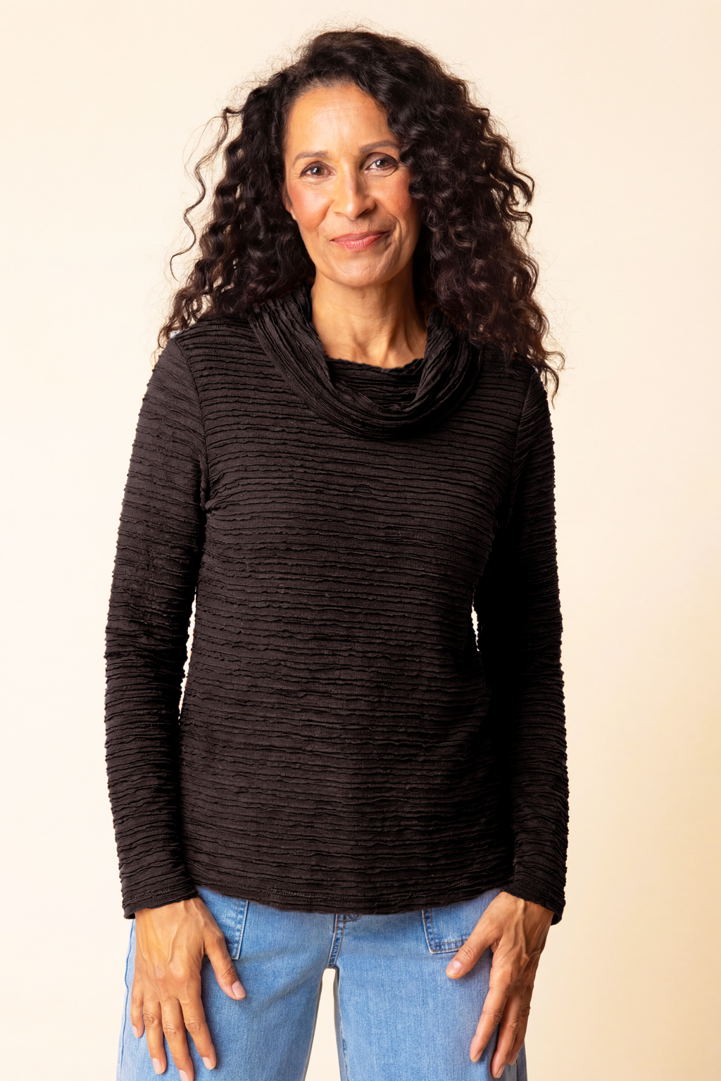 Habitat's Lustre Lines Cowl Top in Black