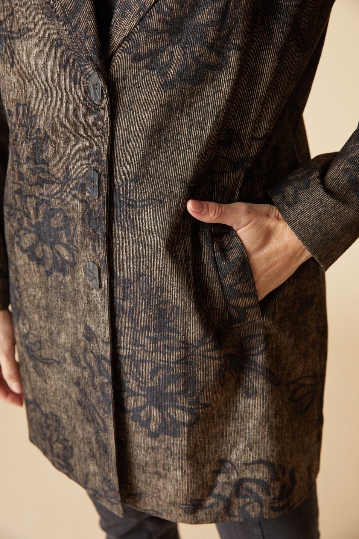 The Habitat Luxe Cord Paris Car Coat in Umber