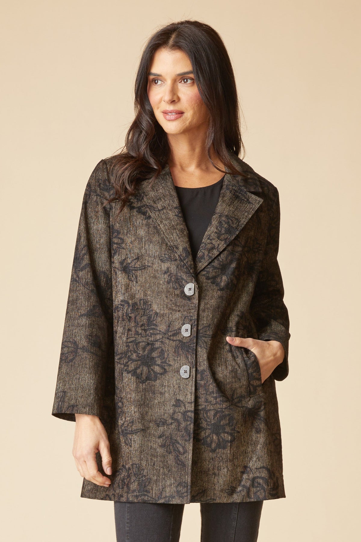 The Habitat Luxe Cord Paris Car Coat in Umber