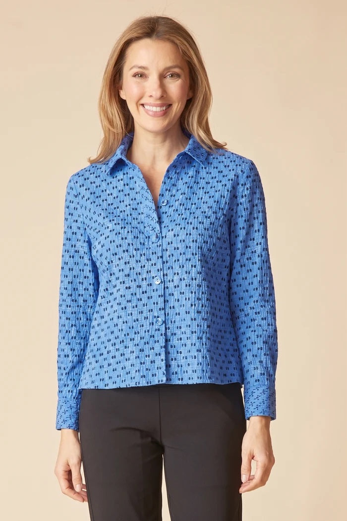 Habitat's Mix & Match Geo Dot Button Down Shirt in Tide