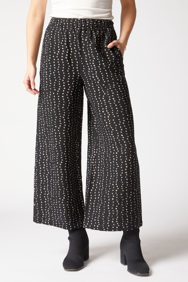 Habitat Mixed Dot Wide Leg Pant in Black