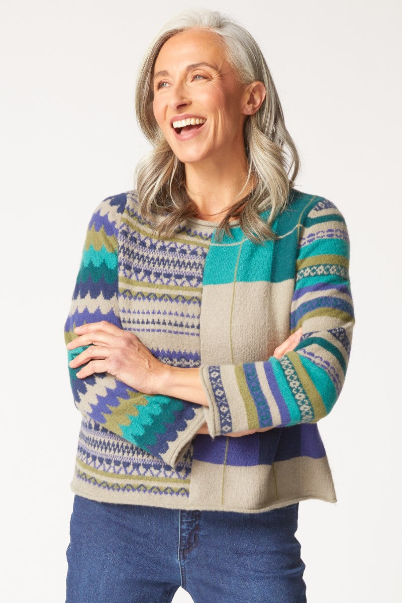 Habitat's Mixed Pattern Pullover in Driftwood