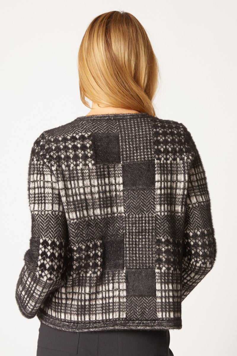 Habitat's Mixed Windowpane Patchwork Cardigan in Black