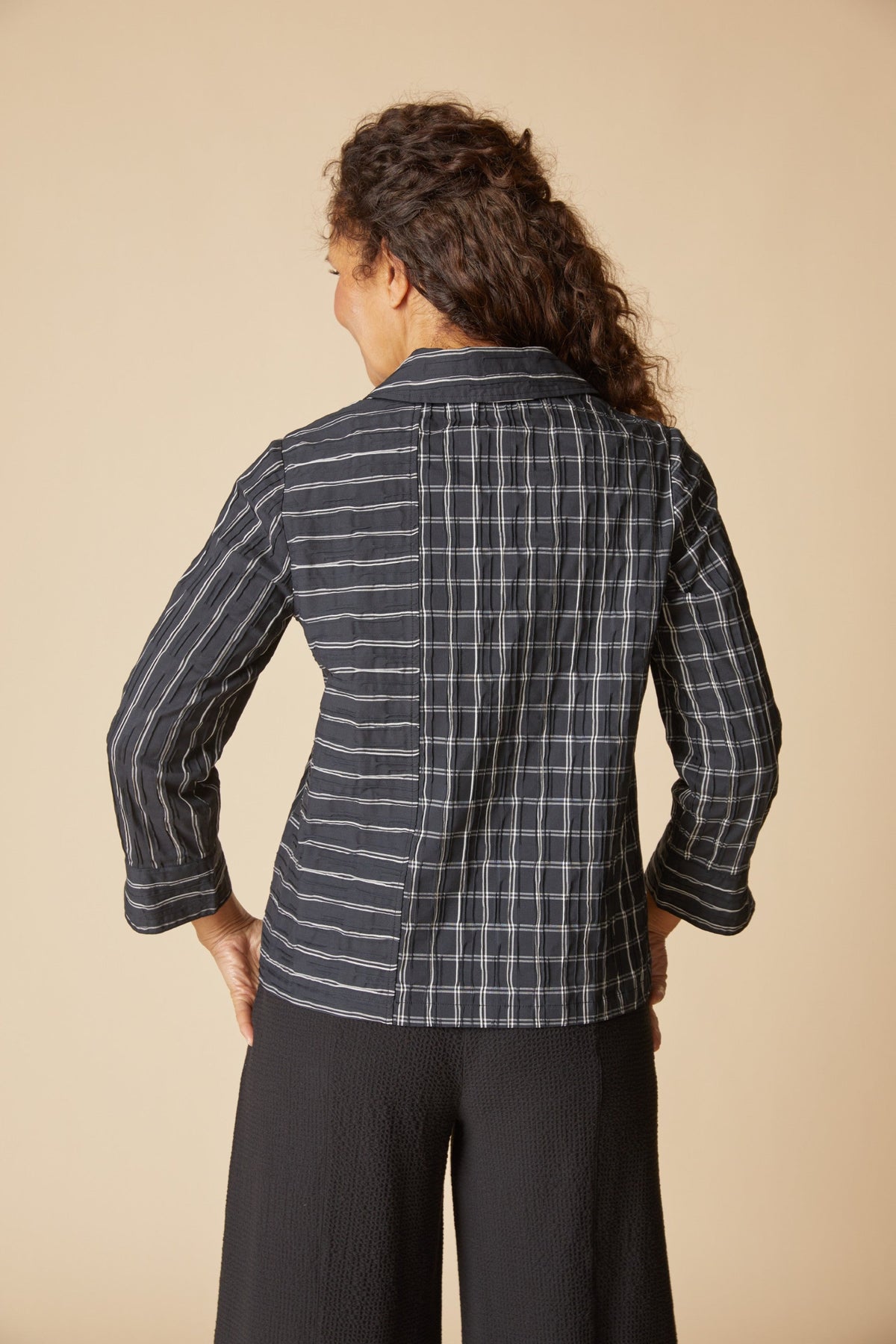 Habitat's Mixed-Grid Button-Down Pocket Shirt in Black