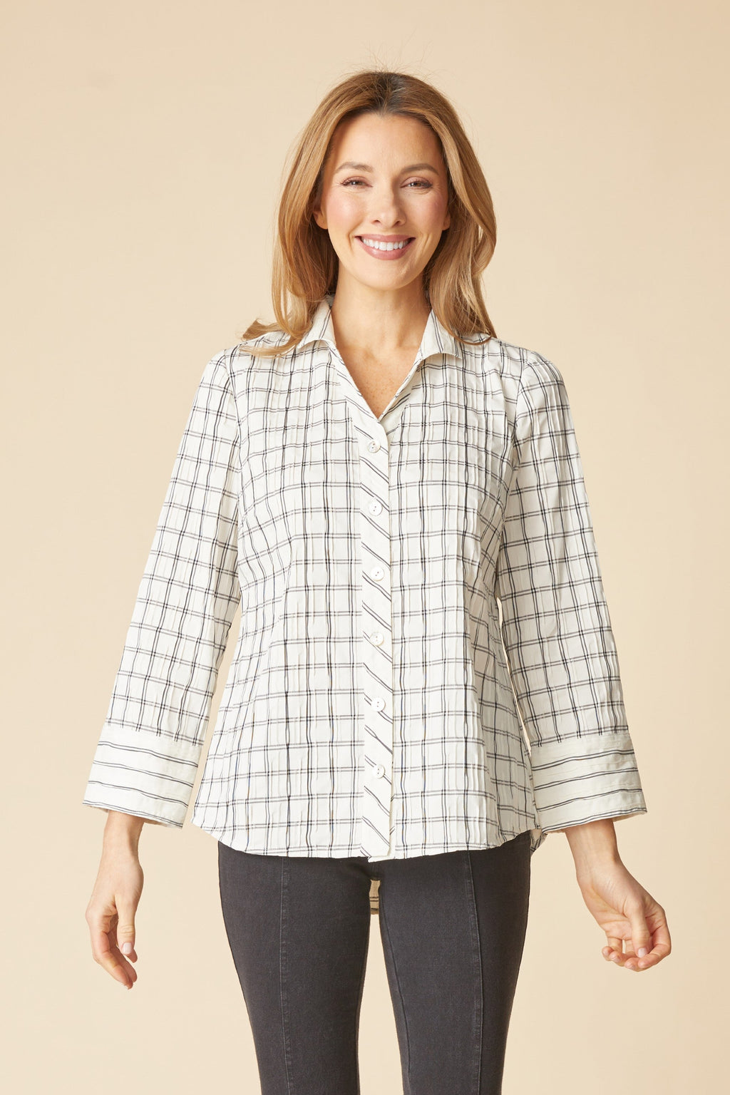 Habitat Mixed Grid Midtown Tunic in White