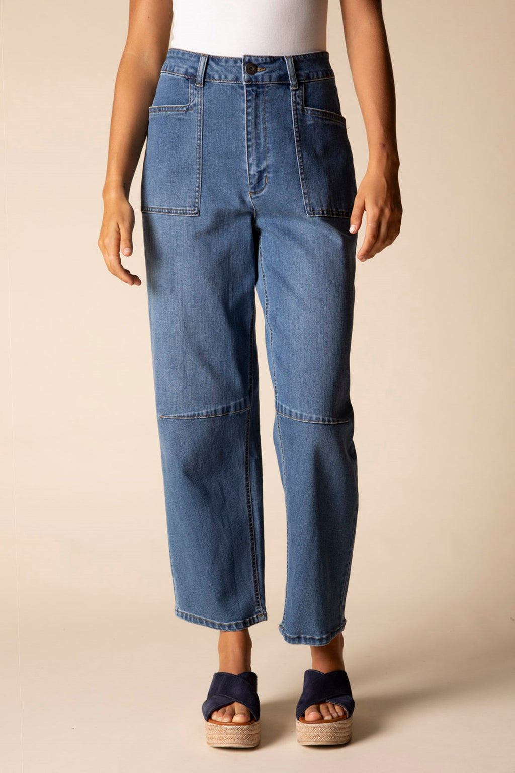 Habitat's Modified Barrel Leg Jean in Medium Denim