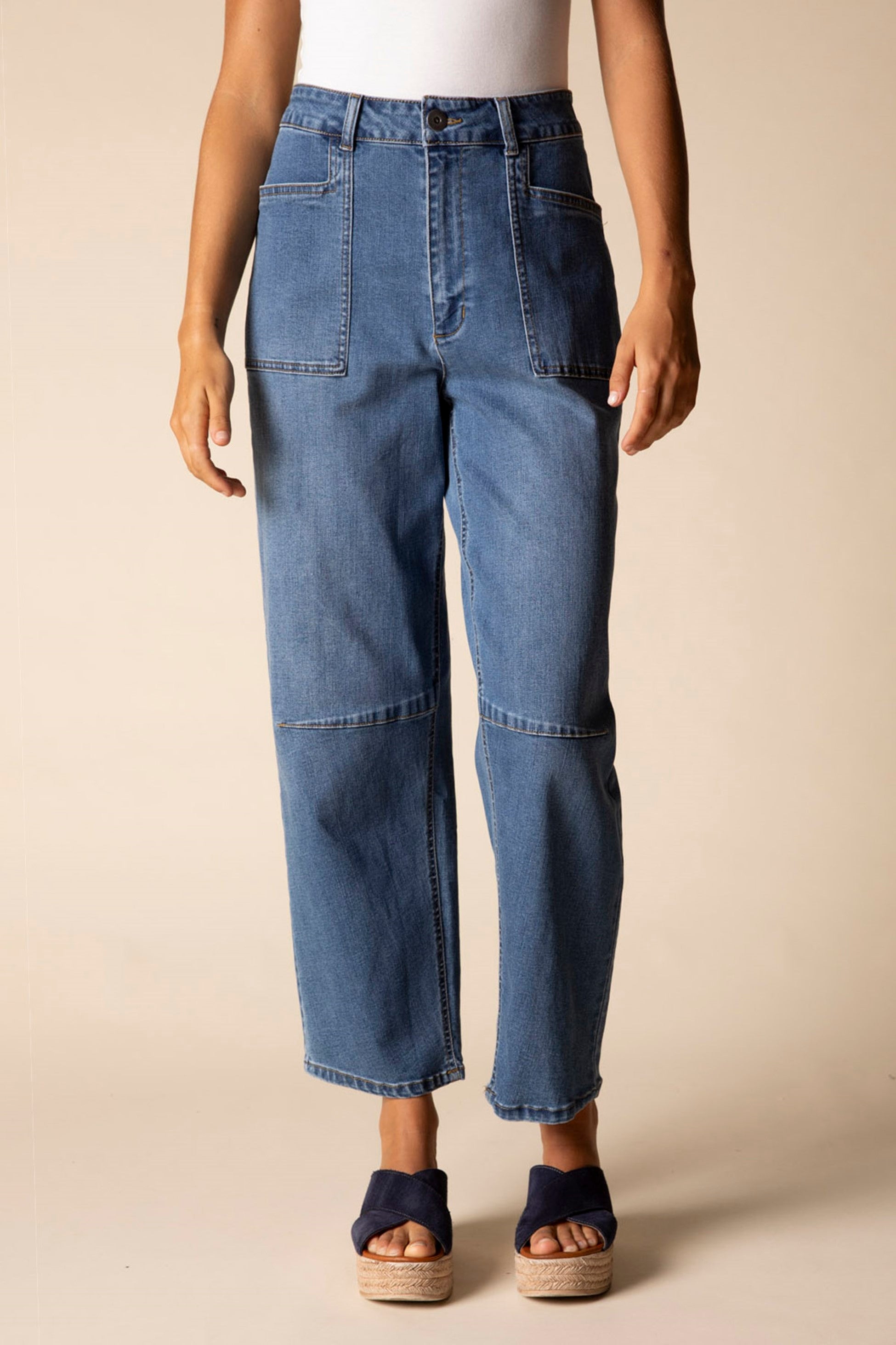 Habitat's Modified Barrel Leg Jean in Medium Denim