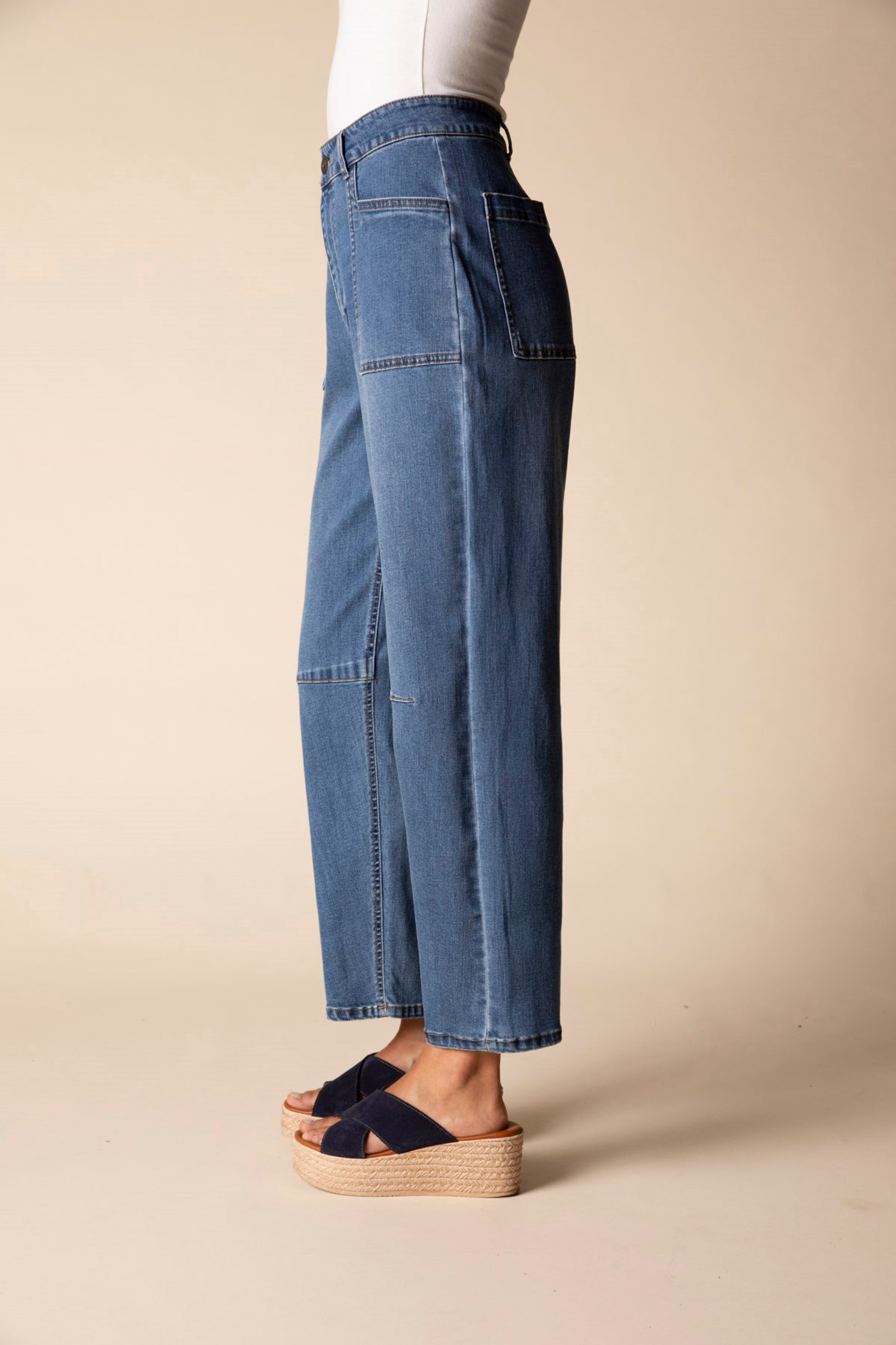 Habitat's Modified Barrel Leg Jean in Medium Denim