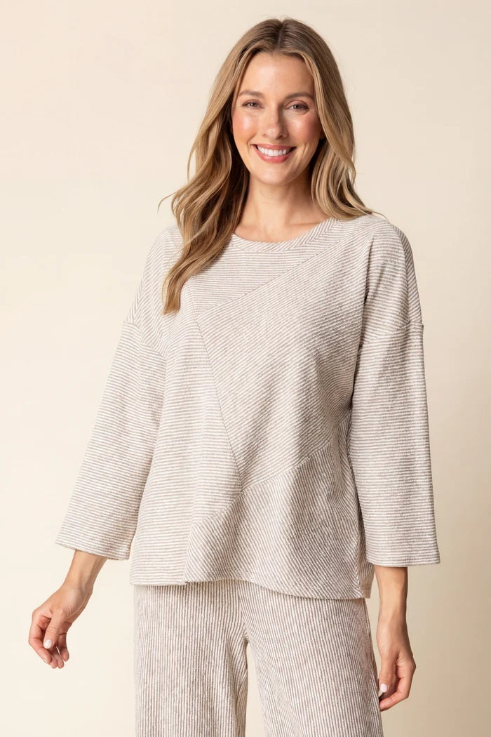 Habitat's Pacific Striped Cotton Seamed Top in Oakwood