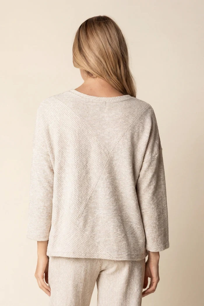 Habitat's Pacific Striped Cotton Seamed Top in Oakwood