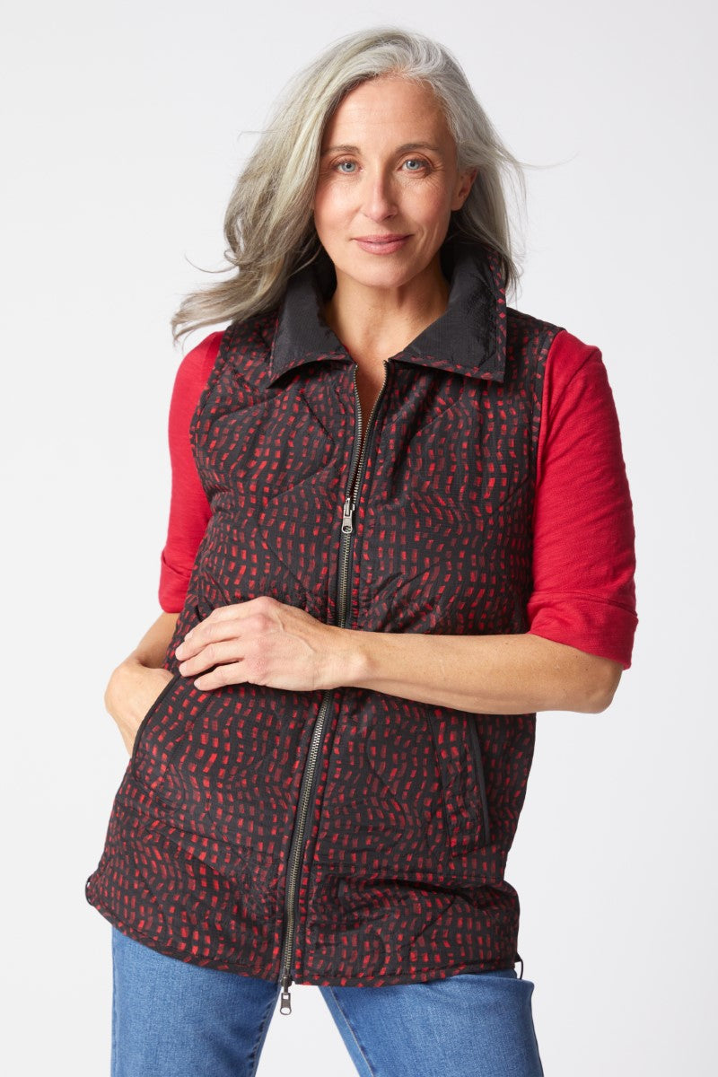 Habitat's Reversible Mosaic Print Quilted Vest in Wine