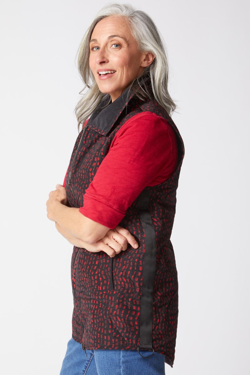 Habitat's Reversible Mosaic Print Quilted Vest in Wine