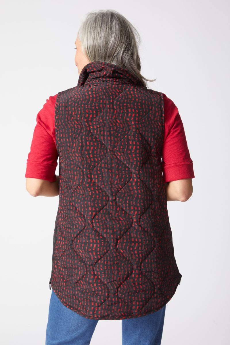 Habitat's Reversible Mosaic Print Quilted Vest in Wine