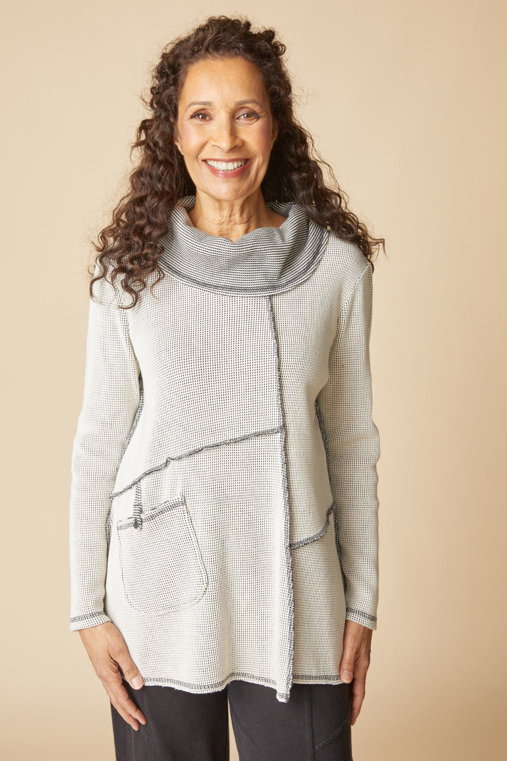 Habitat's Opposites Attract Contrast Cowl Top in White