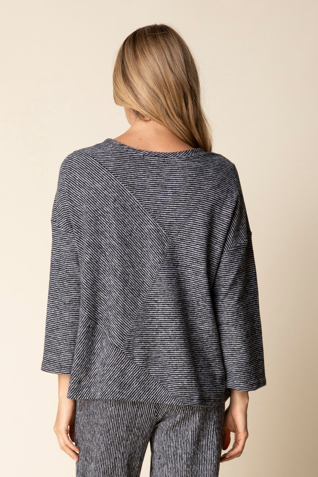 Habitat's Pacific Striped Cotton Seamed Top in Black