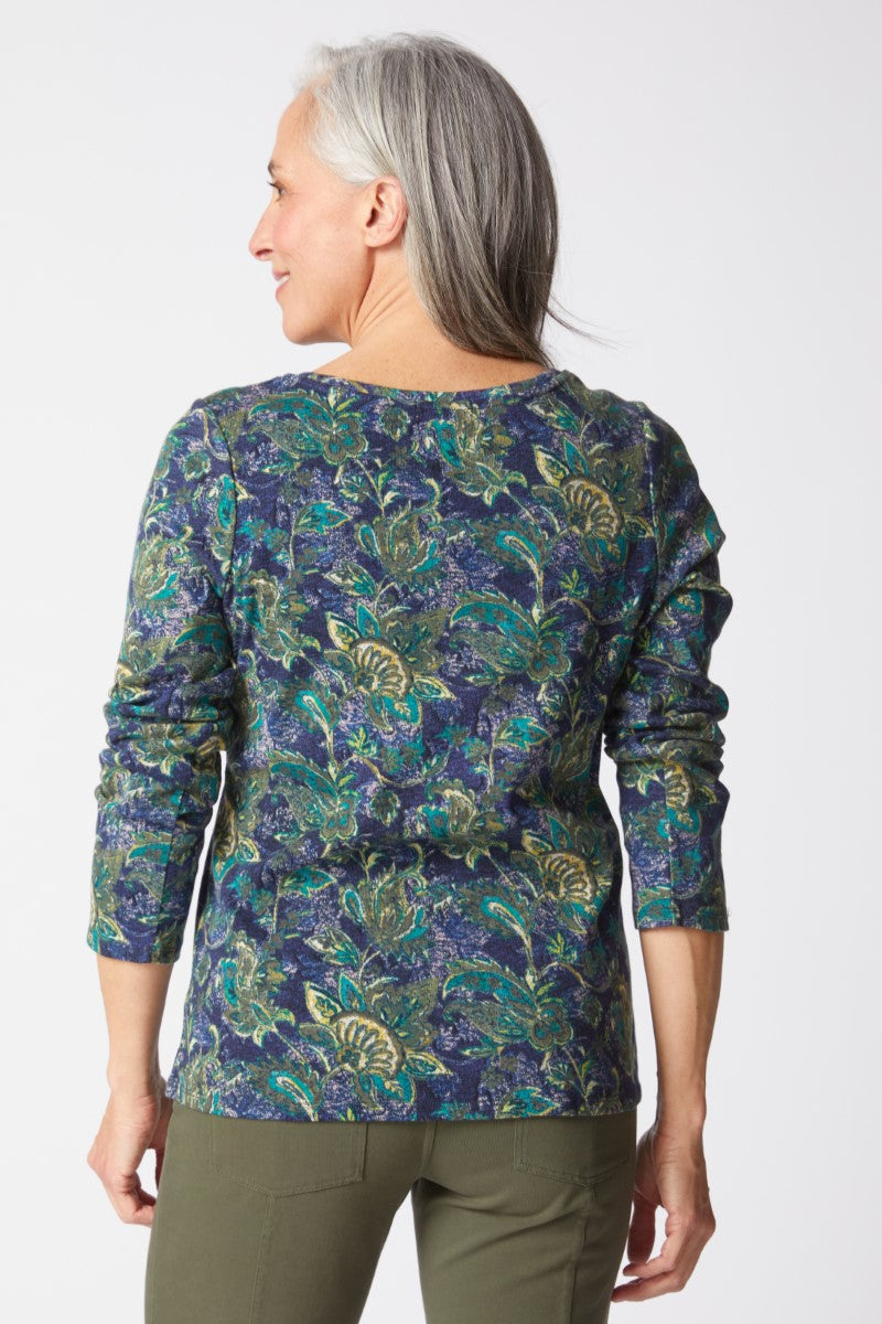 Habitat's Paisley Easy V-Neck Tee in Mulberry