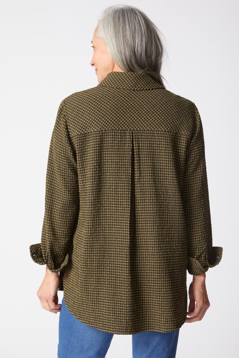 Habitat's Plaid Boyfriend Pocket Shirt in Avocado