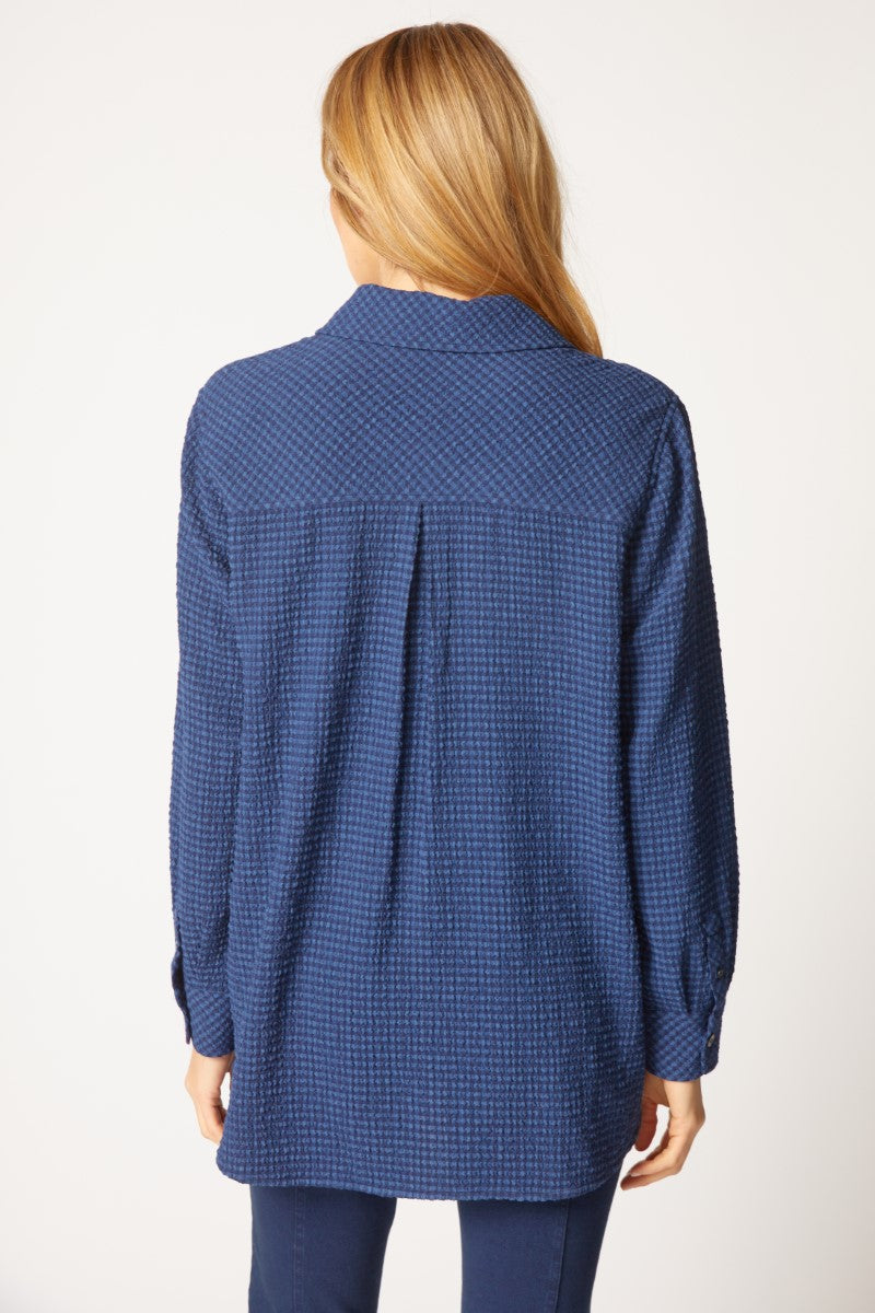 Habitat's Plaid Boyfriend Pocket Shirt in Navy