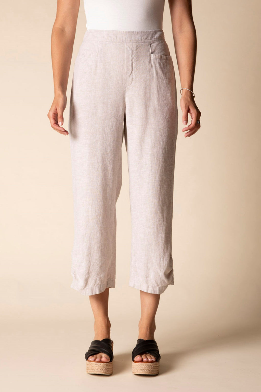 Habitat Pleat Button Capri in Oatmeal