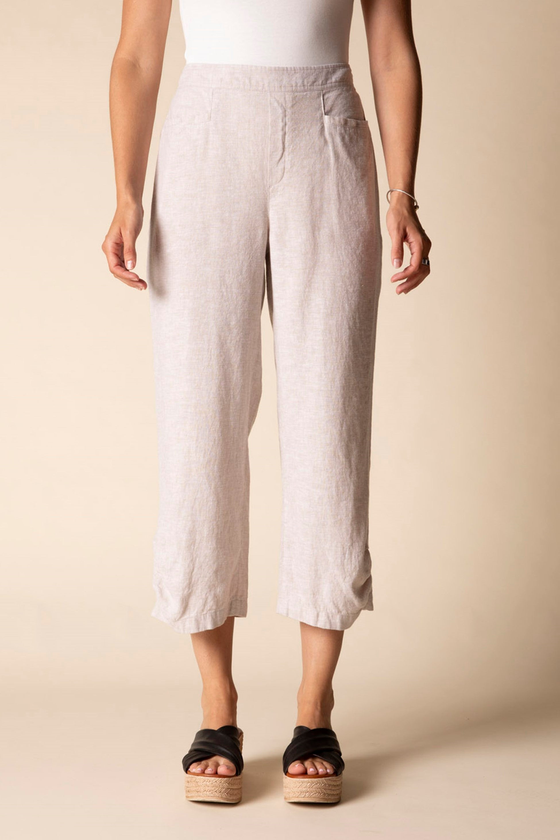 Habitat Pleat Button Capri in Oatmeal