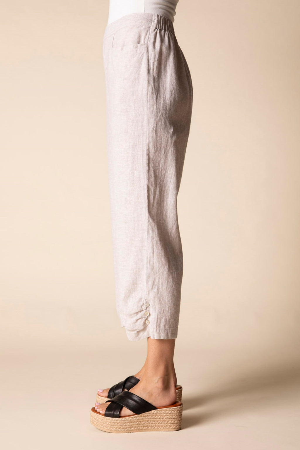 Habitat Pleat Button Capri in Oatmeal
