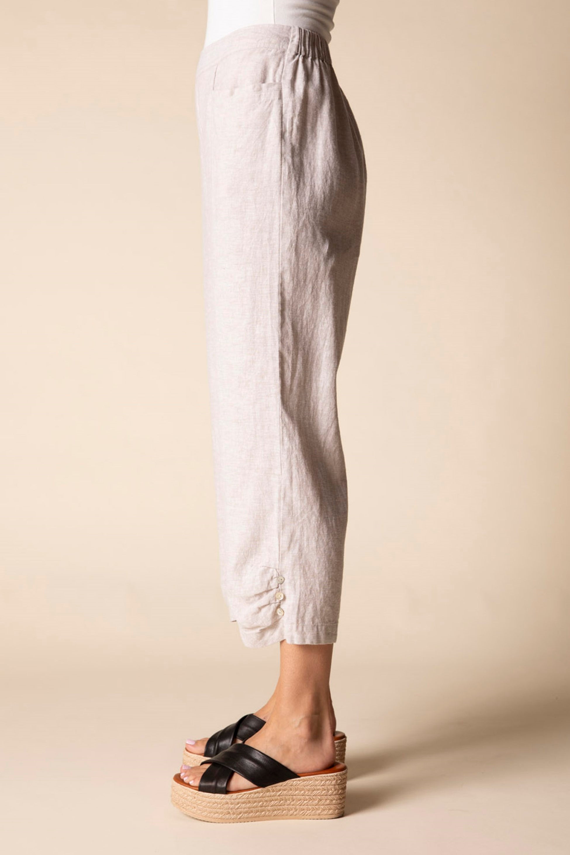 Habitat Pleat Button Capri in Oatmeal